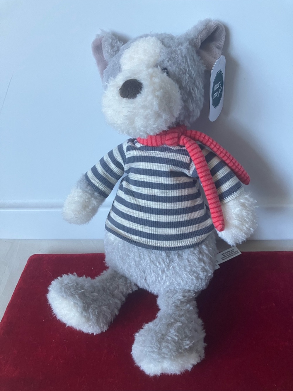 Mary Meyer Style Scout Grafton Tails Dog Plush Striped Shirt Red Scarf NWT 12".